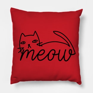 Meow Doodle Cat Drawing Pillow