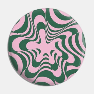 Abstract Groovy Retro Liquid Swirl Pink Green Pattern Pin