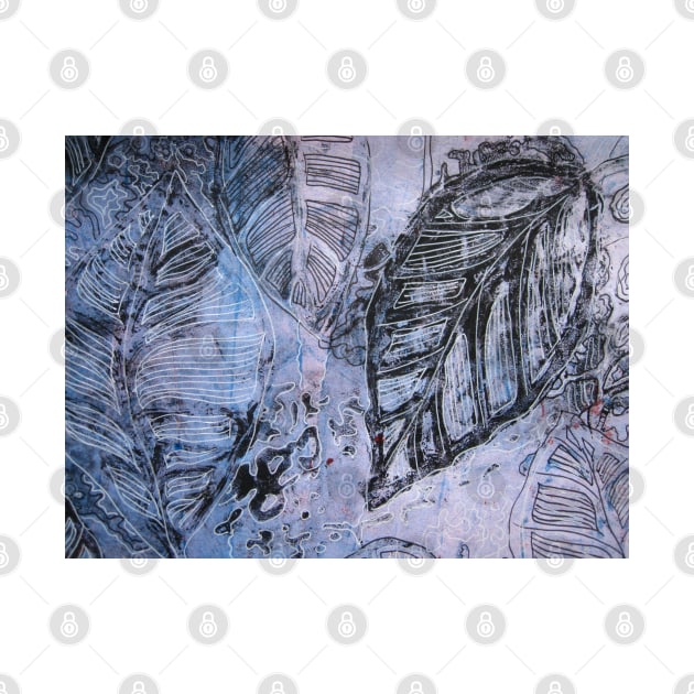 Leaves 1 Mixed Media - Ink on Acrylic Monotype Print by Heatherian