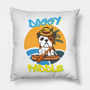 English bulldog doing the doggy paddle on a boat Pillow