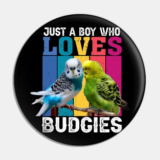 Rainbow Wings: Just A Boy Who Loves Budgies Graphic Tee Pin