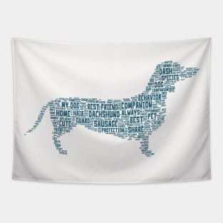 Dog Sausage Dachshund Dash Animal Pet Text Word Cloud Tapestry