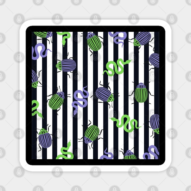 Beetle Stripes Magnet by LylaLace Studio