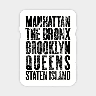 New York City Boroughs minimalist map design Magnet