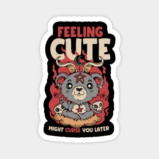 Feeling might might curse you later Funny Baphomet Kawaii Magnet