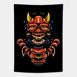 Japanese Man With Oni Mask Tapestry