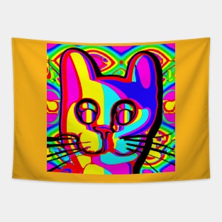 the cat is in full color by itself on a bright background Tapestry