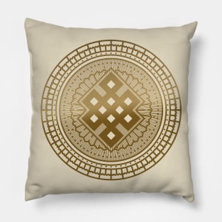 Gold Endless Knot  in Mandala Decorative Shape Pillow