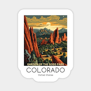 A Vintage Travel Illustration of the Garden of the Gods Park - Colorado - US Magnet