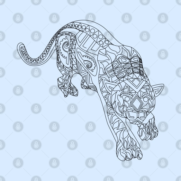 Wild cougar cat in pattern ecopop by jorge_lebeau