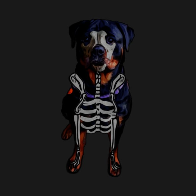 Rottweiler Halloween skeleton by Freedomink