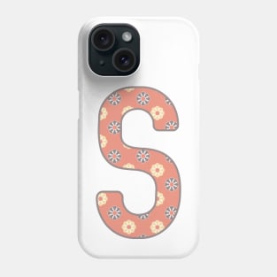 MONOGRAM LETTER S PINK FLORAL TYPOGRAPHY DESIGN Phone Case