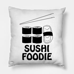 Sushi Foodie in Black Text Pillow