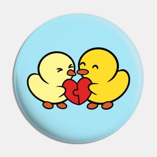 Duckie and Duck Heart Puzzle Pin