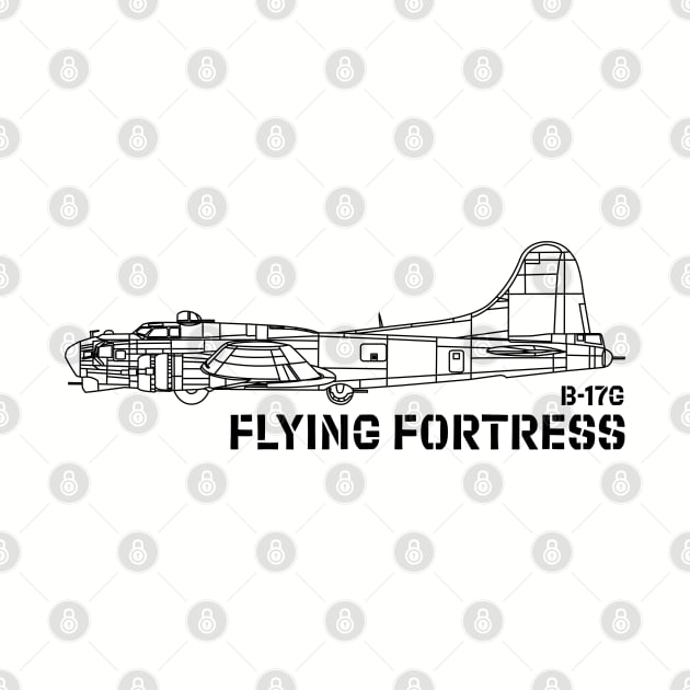 B-17 Flying Fortress - USAAF (Black) by BearCaveDesigns