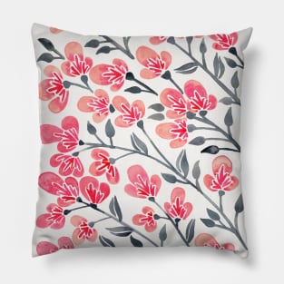 pink black cherry blossom Pillow