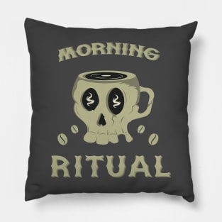 Morning ritual ~ skull cup Pillow