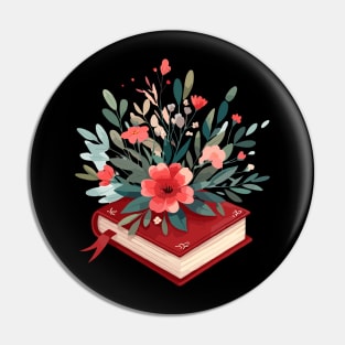 Red Floral Book Pin