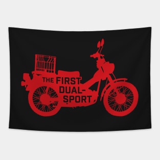 The First Dual-Sport Motorcycle (Red) Tapestry