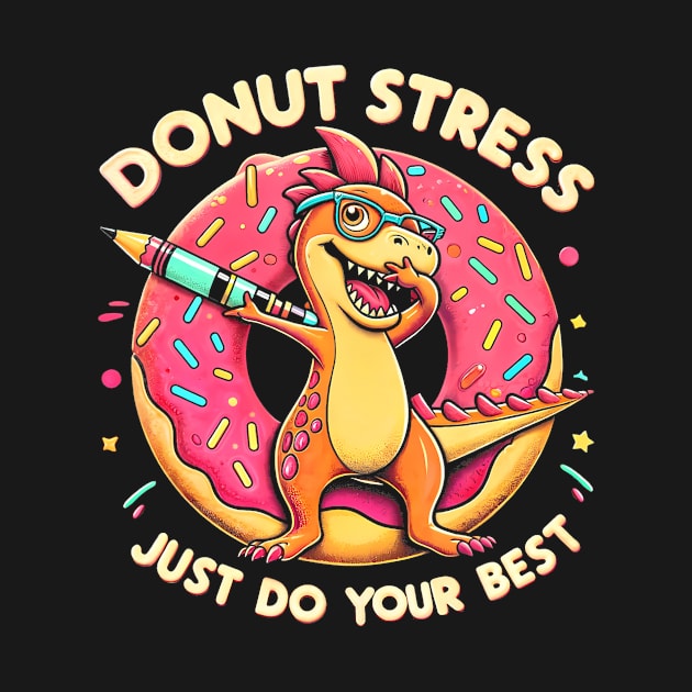 Rex Dinosaur Donut Stress Best Teacher Test day by FireSpark Studios