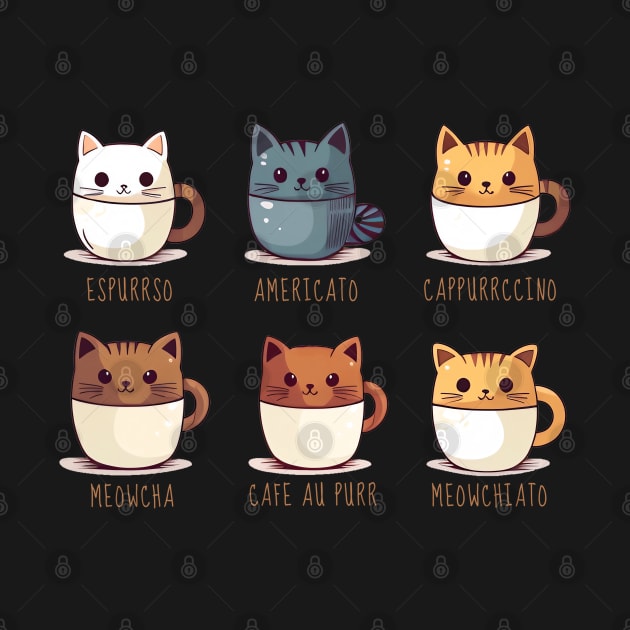 Funny Coffee Cats Cartoon by origato