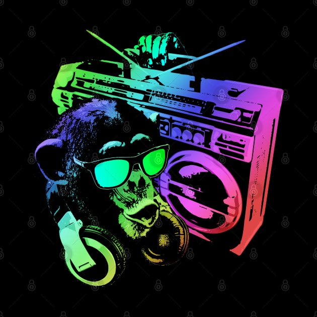 Neon Monkey Boombox by Nerd_art