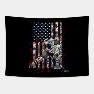 Ice Hockey Camo American Flag Patriotic 4th of July Gifts Tapestry