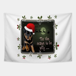 The Season To Be Jolly Cute Pup Holiday Greetings Tapestry