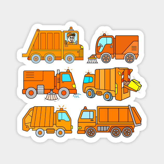 Trash Trucks Rubbish Collection for Kids Magnet by samshirts