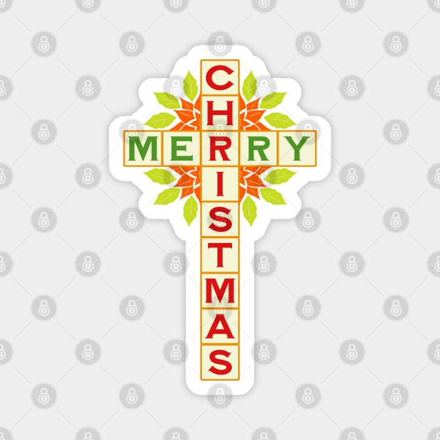 Merry Christmas Crossword Clue Magnet by Jay Diloy