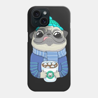 Pug with coffee Phone Case