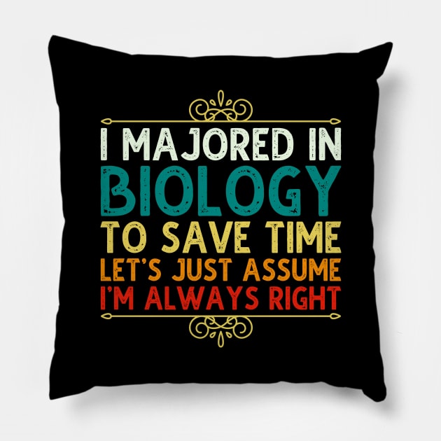 I Majored In Biology To Save Time Let's Just Assume I'm Always Right Pillow by DragonTees