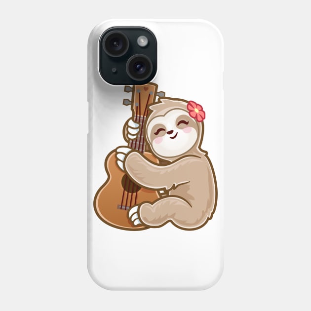 Sloth Playing Acoustic Ukulele Guitar adorable Cute kawaii Baby sloths Phone Case by PnJ