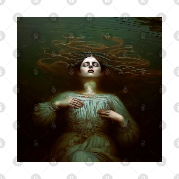 Ophelia drowned after singing and falling into the lake by Marccelus