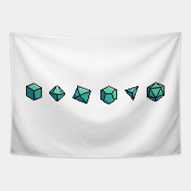 Pixel Art D20 Gems Roleplaying Dice Set D&D Tapestry by RetroGeek