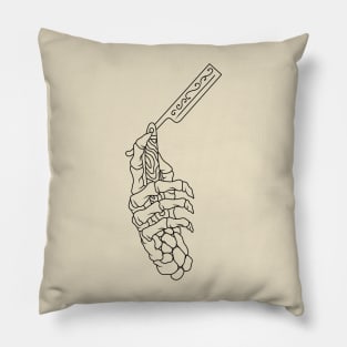 Skeleton Hand with Straight Razor Pillow