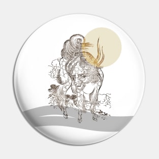 Japanese Bull illustration Pin