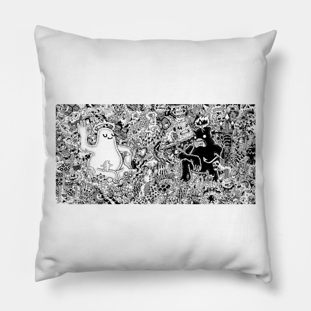 Heaven and Hell (horizontal) Pillow by Lei Melendres