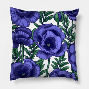 violet blue poppies Pillow