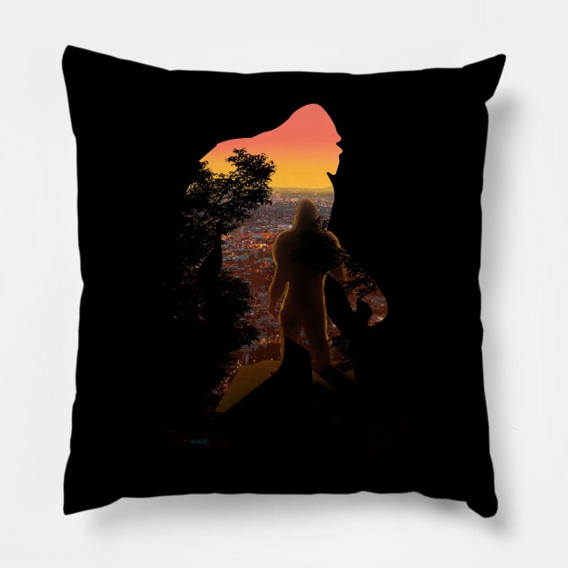 Big Foot At Sunset Pillow by MerlinArt