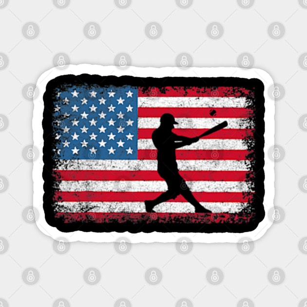 American Flag Baseball Team Magnet by credittee