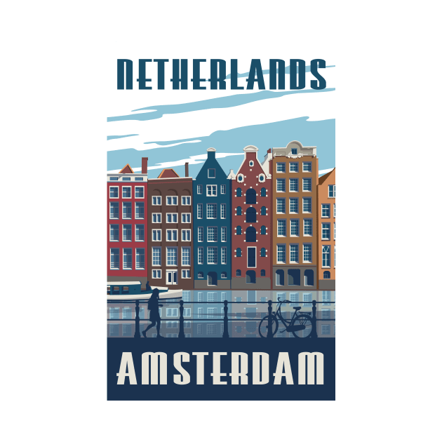 Amsterdam Holand Vintage Travel Poster Apparel by Terrybogard97