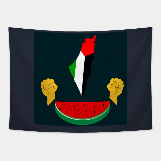 Palestinian watermelon map of the struggle hand Tapestry by gurukreatif