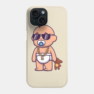 Cute Cool Baby Holding Teddy Bear Doll Cartoon Phone Case