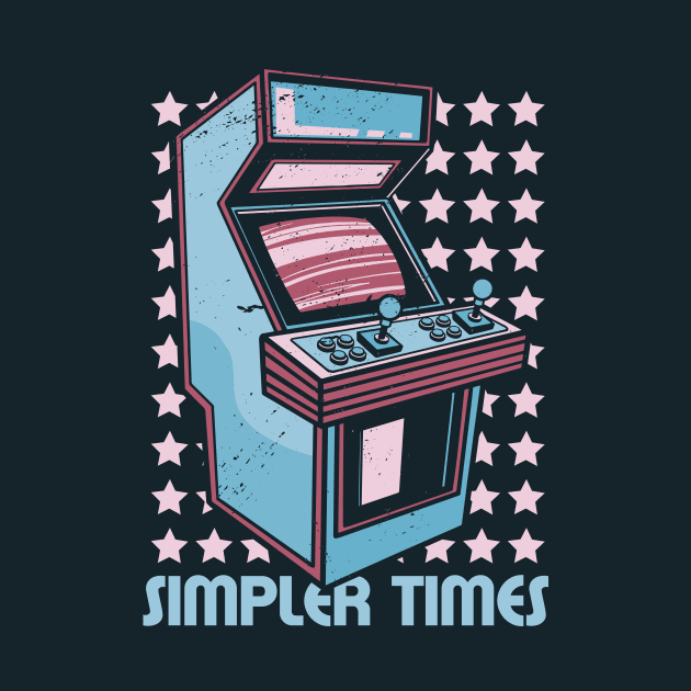 Retro Arcade Machine Simpler Times // Vintage Gamer Cartoon by SLAG_Creative