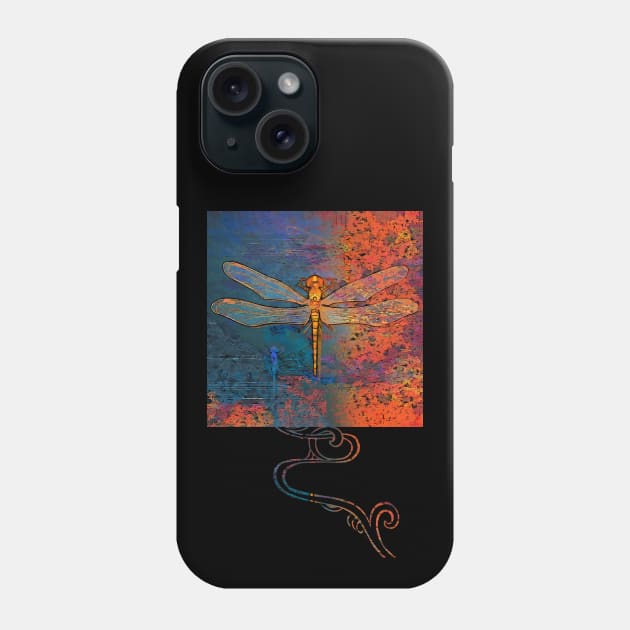 Flaming Dragonfly Phone Case by evisionarts