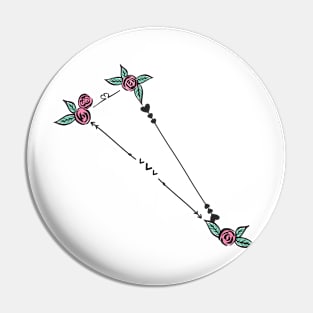 Triangulum Constellation Roses and Hearts Doodle Pin