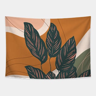 Mid Century Modern Plant Art, Abstract Botanical Illustration Tapestry