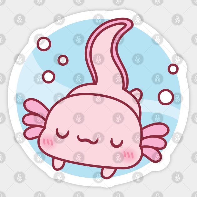 Cute Axolotl Relaxing In The Water - Cute Axolotl - Sticker