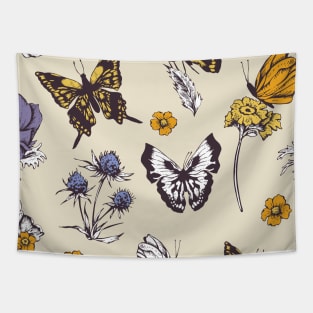 Butterflies Colorful Pattern Design Art Retro Insect Tapestry